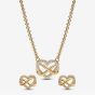 PANDORA 14ct Gold Plated Infinity Heart Jewellery Set 362666C01-50 & 262667C01