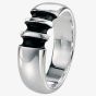 Fred Bennett Silver Black Enamel Ribbed Ring R2875