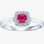 9ct White Gold Ruby 0.07ct Diamond Ring 51Y61WG-10