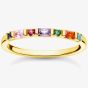 THOMAS SABO 18ct Yellow Gold Plated Colourful Stones Ring TR2348-488-7