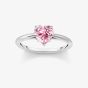 THOMAS SABO Sterling Silver Pink Heart Shaped Cubic Zironica Solitaire Ring TR2476-051-9