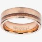 Unique Mens Rose Gold Plated Hammered Tungsten Wood Inlay 7mm Ring TUR-126