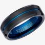 Unique Mens Black & Blue Tungsten 7mm Ring TUR-132