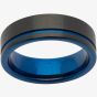 Unique Mens Black & Blue Tungsten 7mm Ring TUR-58