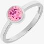 Silver October Pink Cubic Zirconia Ring WR1282-CZ-PT