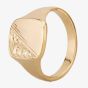 9ct Yellow Gold Half Engraved Cushion Signet Ring YAG576H (ENG) 