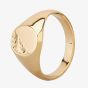 9ct Yellow Gold Half Engraved Oval Signet Ring YAL577H (ENG)