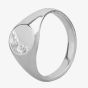 Sterling Silver Half Engraved Oval Signet Ring YSL578H (ENG) 