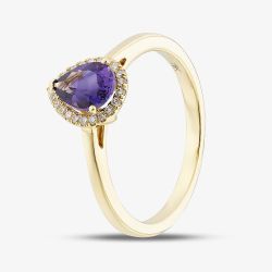 Tivon 18ct Yellow Gold Pear Cut Amethyst & Diamond Cluster Ring RY-1644-AM