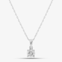 18ct White Gold Brilliant Cut Diamond Solitaire Necklace THP3119 18KWG (WG)(GH-I1)