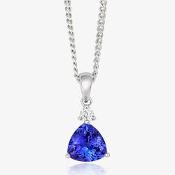 Tivon Classic 18ct White Gold Trillion-Cut Tanzanite & Diamond Necklace CPW1STR7TZ