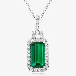 Tivon 18ct White Gold Green Tourmaline & Diamond Necklace PW-0900-GT