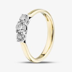 1888 Collection 18ct Yellow Gold 0.60ct Certificated Round Cut Diamond Three Stone Ring R3-145(.57CT PLUS)