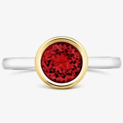 Tivon 18ct Two Colour Rubover Garnet Single Stone Ring RTT-1660-GR M