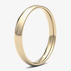 9ct Yellow Gold 3.0mm Light Court Wedding Ring 3LLC-9Y