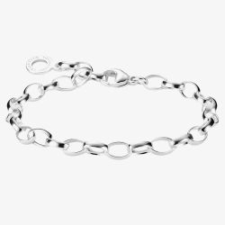 THOMAS SABO Silver Oval Belcher Charm Bracelet X0031-001-12