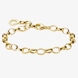 THOMAS SABO 18ct Gold Plated Oval Belcher Charm Bracelet X0031-413-39