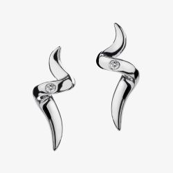 Hot Diamonds Go With The Flow Silver Diamond Spiral Earrings DE221