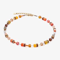 Coeur De Lion GeoCUBE Gold Plated Multicoloured Crystal Bead Necklace 2838/10-0211