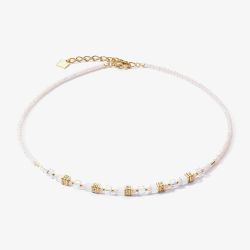 Coeur De Lion Mini Cubes Gold & White Multi Stone Necklace 4565/10-1416