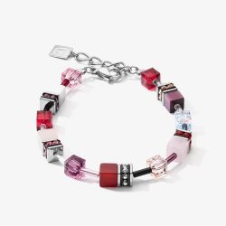 Coeur De Lion GeoCUBE Red Purple Mulitstone Bracelet 4905/30-0308
