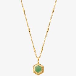 ChloBo Happiness Gold Plated Aventurine Hexagon Necklace GNCC3443