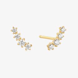 Ania Haie Miss Twinkle 14ct Gold Plated Cubic Zirconia Climber Stud Earrings E056-02G