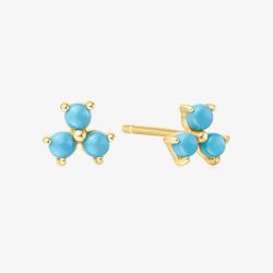 Ania Haie Chill Voyager 14ct Gold Plated Lab Created Turquoise Lotus Stud Earrings E063-04G