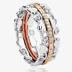 Clogau Silver 9ct Rose Gold Diamond Am Byth Ring 3SABR01