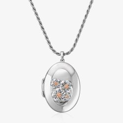 Clogau Natures Wonder Silver Forget Me Not Locket Necklace 3SFMN0618