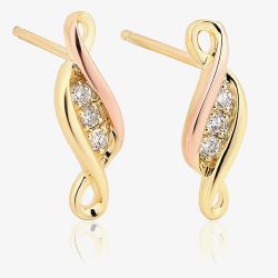 Clogau 9ct Gold Past Present Future Stud Earrings PPFE