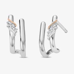 Clogau Two Colour Past Present Future Curve Stud Earrings 3SPPF964