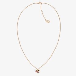 Tommy Hilfiger Rose Gold Plated Striped Heart Necklace 2780127