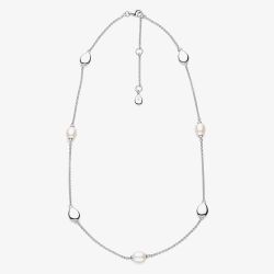 Kit Heath Sterling Silver Coast Pebble Pearl Station Necklace 90183FP