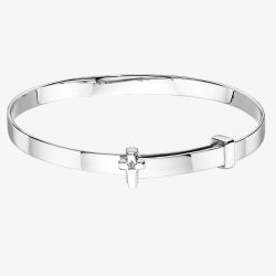 Little Star Honor Silver Diamond Cross Baby Bangle LSB0019