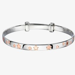 Little Star Jessica Silver & Rose Gold Plated Stars Baby Bangle LSB0131