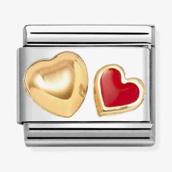 Nomination Classic Double Red & Gold Heart Charm 030283/32