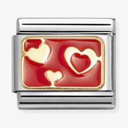 Nomination Classic Plates Red Enamel Hearts Charm 030284/74