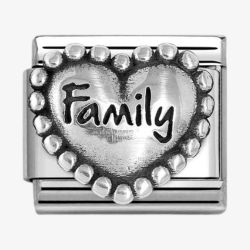 Nomination CLASSIC Silvershine Silver Beaded Heart Family Charm 330101/84