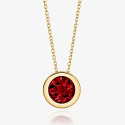 Tivon 18ct Yellow Gold Rubover Garnet Single Stone Necklace PY-0848-GR