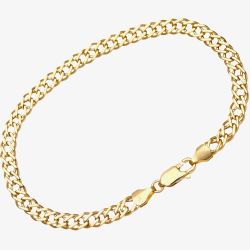 9ct Yellow Gold Flat Curb 7.5 Inch Bracelet HGR2D080 7 1/2~