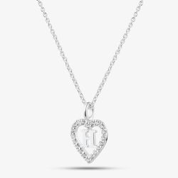 Sterling Silver Cubic Zirconia H Initial Heart Pendant 016-33527/H
