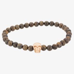 Bourne and Wilde Mens Bronzite and Rose Skull Bracelet OSB-1608RGBN