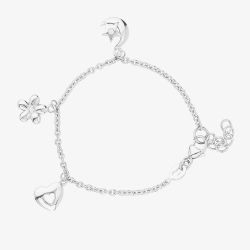 Fleur Kids Sterling Silver Heart Star And Moon Bracelet AVB268604