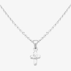 Fleur Kids Sterling Silver Cubic Zirconia Cross Pendant Necklace AZP041404