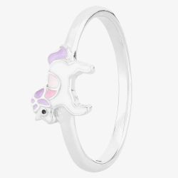 Fleur Kids Sterling Silver White And Pink Unicorn Ring AZR234404 