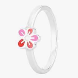 Fleur Kids Sterling Silver Pink And Red Enamel Flower Ring AZR212804 
