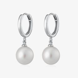Scream Pretty Silver Rhodium Plated Pearl Drop Hoop Earrings SPEDSS42