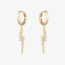 Scream Pretty 18ct Gold Plated Cubic Zirconia Lightning Hoop Earrings SPG-259