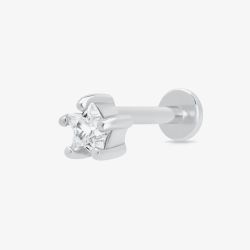Scream Pretty Silver Rhodium Plated Cubic Zirconia Single Star Stud Earrings SPS-4a